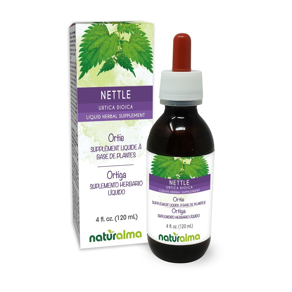 Naturalma Nettle (Urtica dioica) Frunză și rădăcină de alcool fără tinctură - 4 fl oz Extract lichid în picături - Supliment vegetal - Vegan