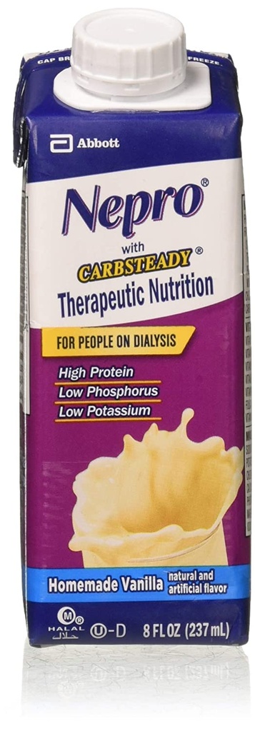 Nepro Nutriție completă cu carbohidrați Lichid de vanilie constantă - 8 Oz / Containere, caz de 24 de Nepro