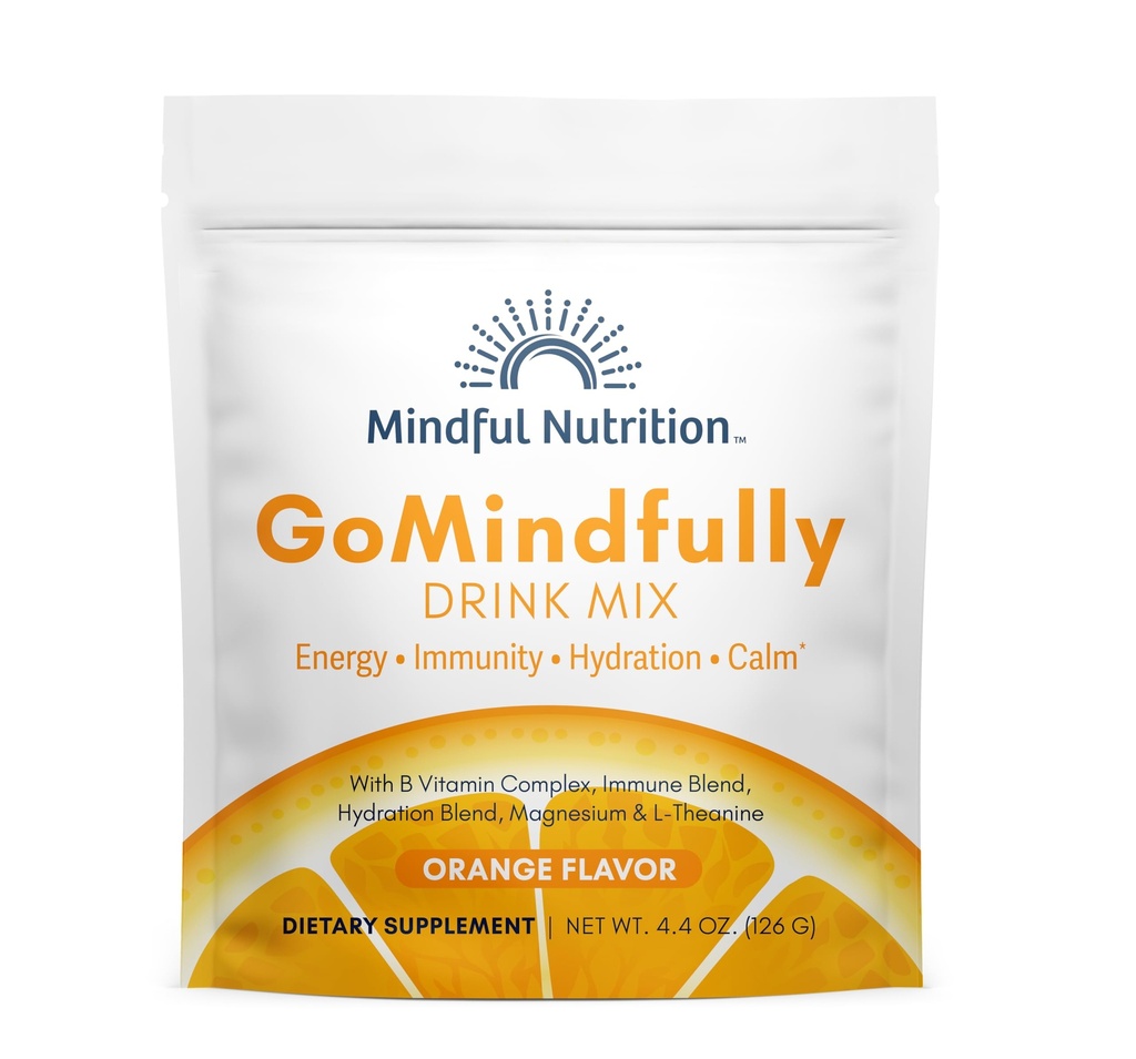 GoMindly Orange Super Calm Magneziu Powder Drink Mix pentru Hidratare, Recuperare, Imunitate și Energie cu Minerale Trace, Vitamine esențiale, L-Theanină și B Complex de vitamine
