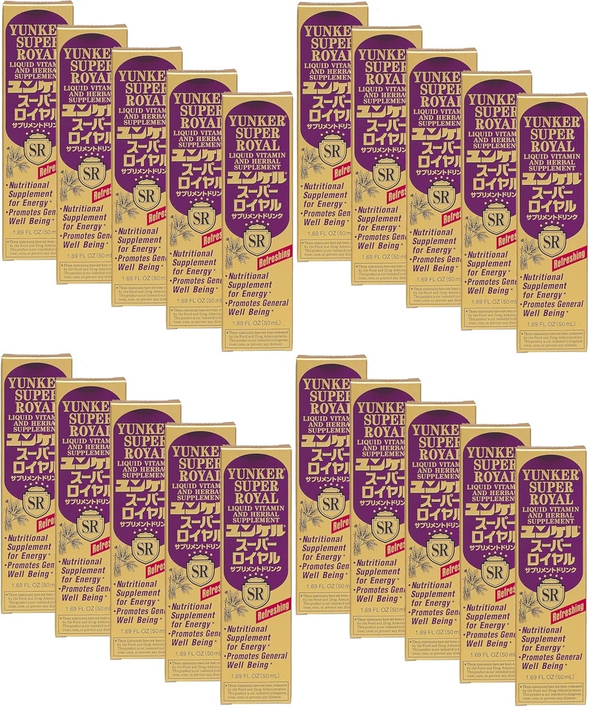 Super Royal, Liquid Vitamina & Herbal Supplements, Nergy Herbal Supplements, Herbal Energy Boost, Reduce Oboseala Fizica si Oboseală, 1.69 Fl oz, Made in Japan (Pachet de 20)
