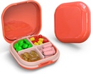 Organizator de pastile de zi cu zi 4 Compartimente, cutie pilulă mică Pastile Portable Pastile Travel Case, Mini Pilula Container pentru Purse Pocket, Compact Travel Medicine Organizator pentru Vitamina, Cod Ulei de ficat, Supliment (Pink)