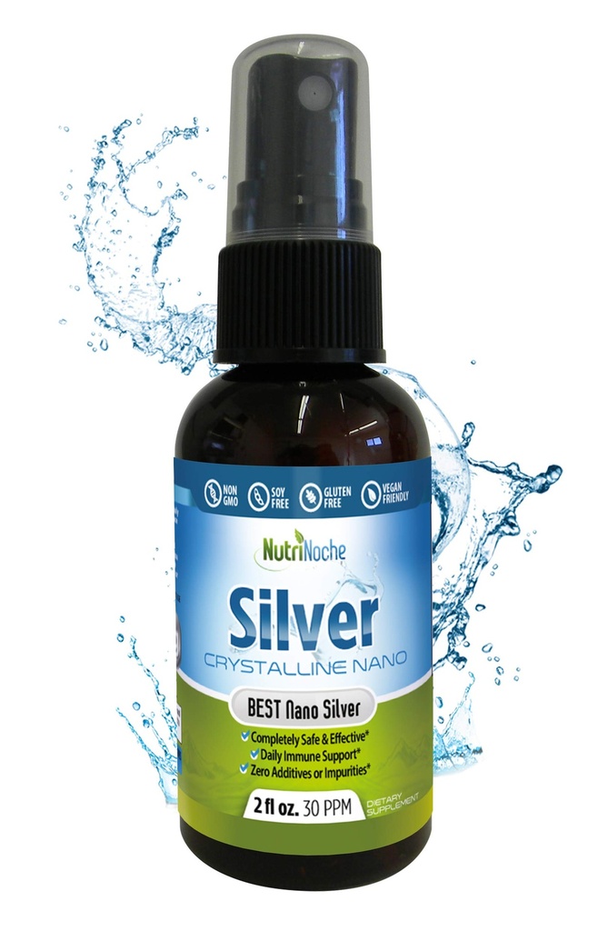 Nutrinoche Ultra Pure Cristal Silver Spray - Excelent suport imunitar zilnic - Organic 99.99% Particule nano - Ultra Pure Silver Hydrosol - 2 Onces - 30 ppm