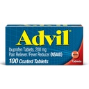 Advil Pain Relieiver și Reductor de febră, Durere de relief Medicina cu Ibuprofen 200 mg pentru dureri de cap, dureri de spate, dureri menstruale și dureri articulare de relief - 100 comprimate filmate