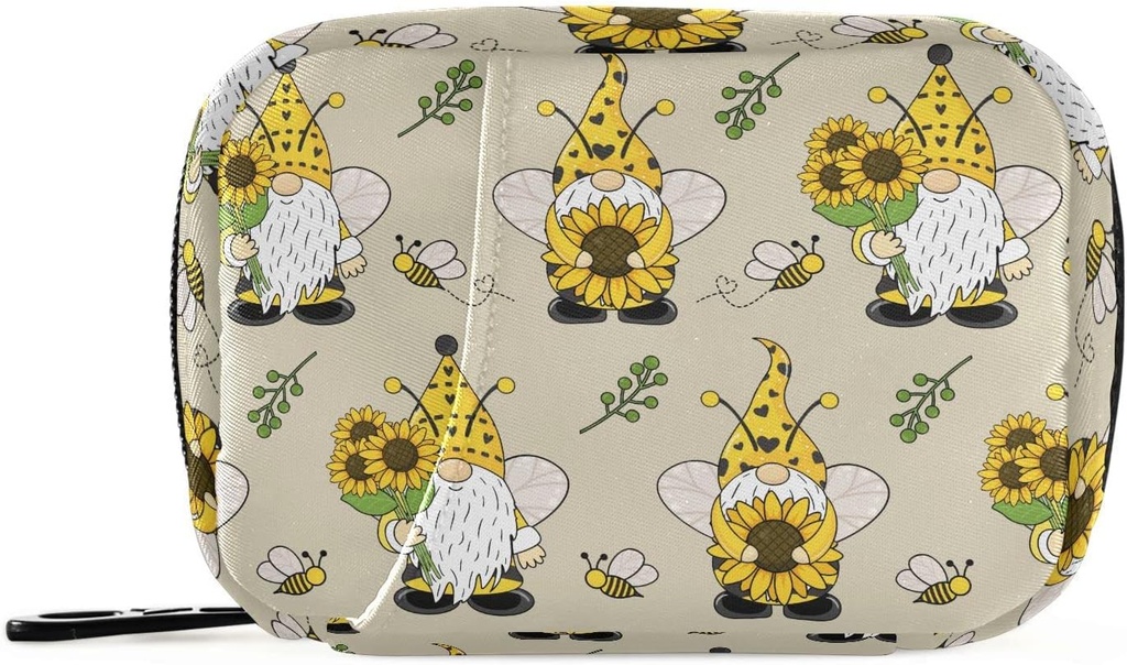 Gnome Bees Pill Box 7 zile Pill Case de călătorie Pilulă Organizator sac cu Zipper Portabil Weekly Vitamina medicament Holder Pouch Bag
