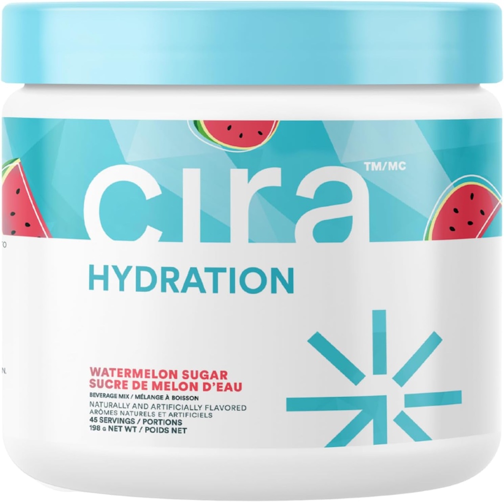 Cira Hydration Powder (45 Servings) - Electrolit Drink Mix cu sare Himalayan pentru Relief de deshidratare și recuperare - Pepene dulce