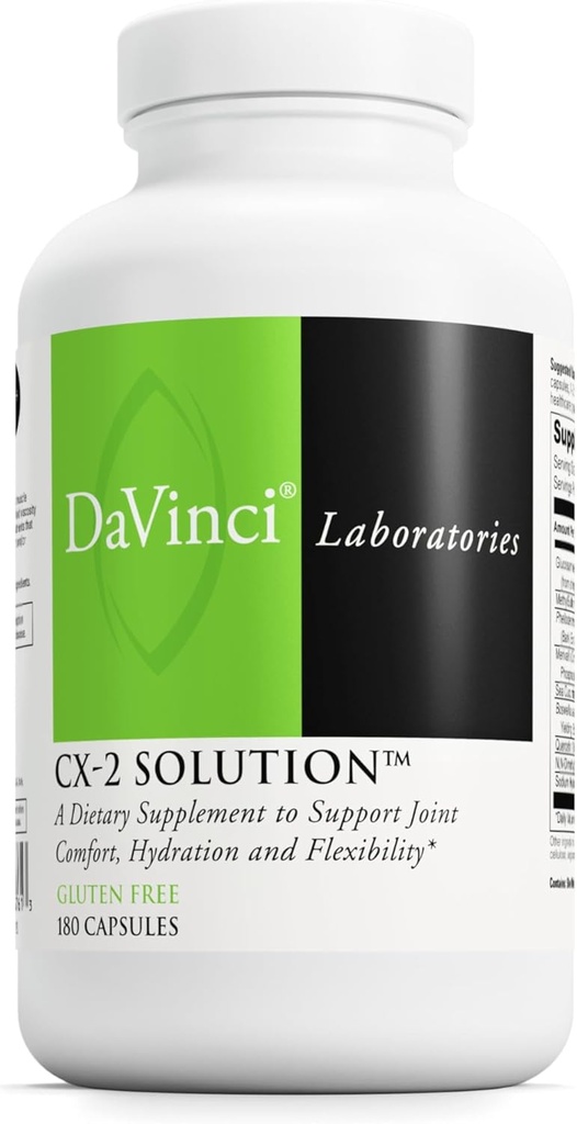 Soluţia DAVINCI Labs CX-2 - Supliment alimentar pentru susţinerea funcţiei musculare, a sănătăţii comune, hidratării şi flexibilităţii* - cu HCl glucosamină, MSM, Castravete de mare şi mai mult - Gluten-free - 180 capsule