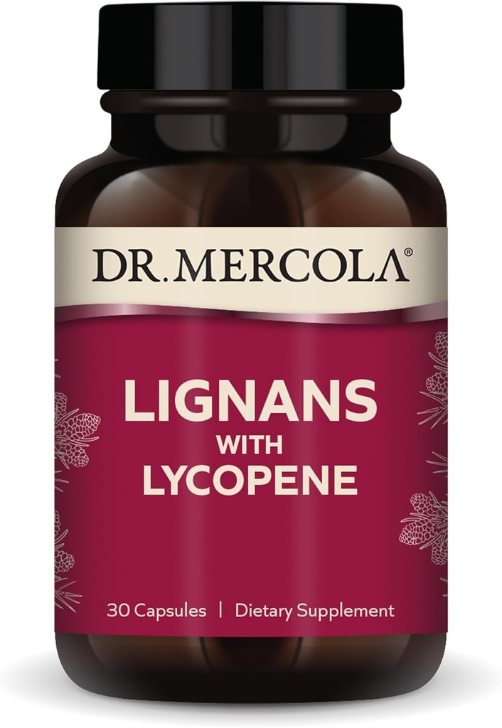 Dr. Mercola Lignans cu Licopen Supliment, 30 Servings (30 capsule), Non OMG, Soy Free, Gluten Free