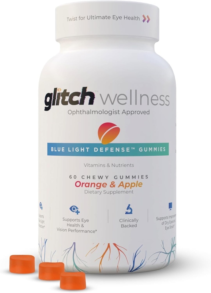 Glitch Gummies pentru ochi uscat albastru de aparare lumina 