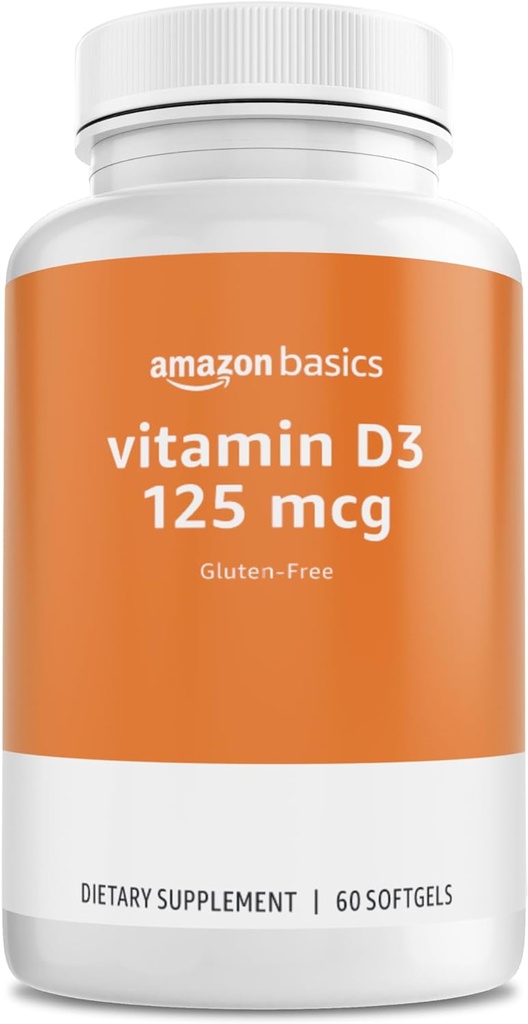 Basics - Vitamina D3, 125 mcg, 60 Softgels (1 per servire), Gluten Free