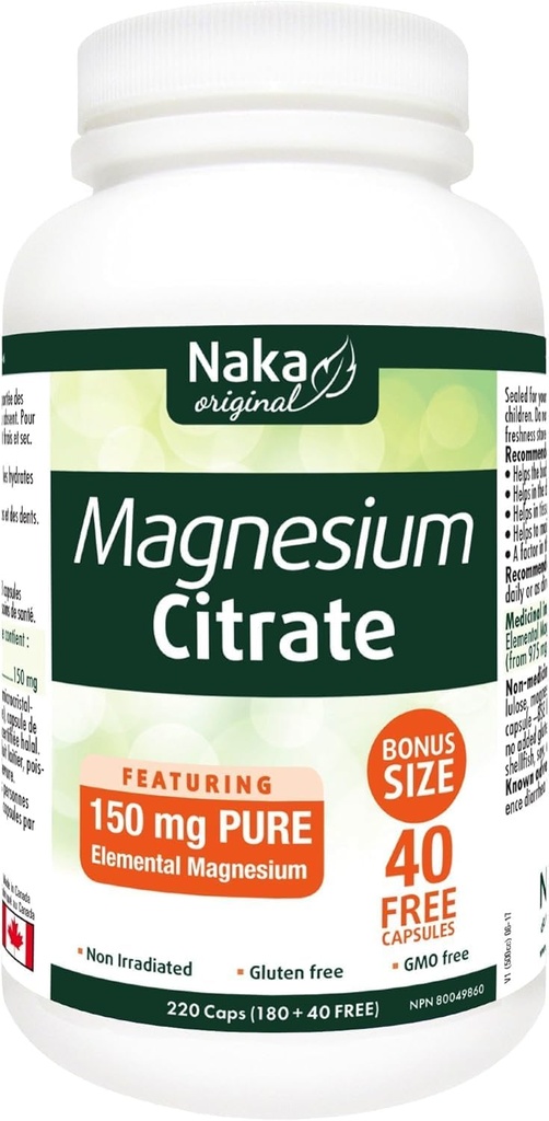 Naka Citrate de magneziu, 220 capsule