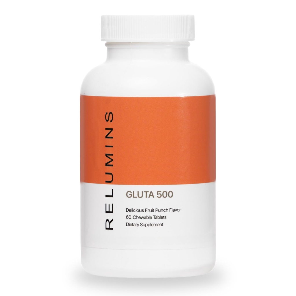 Relumins Gluta 500 Tablete masticabile cu glutatione, acid hialuronic, vitamina C, Biotin & Colagen 