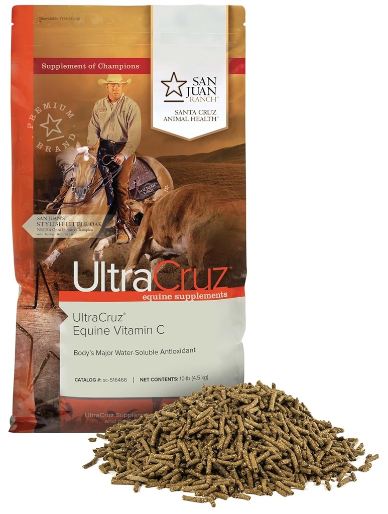 UltraCruz-51466 Vitamina Echină C (acid ascorbic) Supliment pentru cai, 10 lb, Pellet (80 zile de aprovizionare)