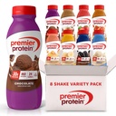 Premier Proteine Shakes, 8 Flavor Variety Pack, 30g Proteine, 1g Zahăr, 24 Vitamine & Minerale, Nutrients pentru a sprijini Immune Health 11.5 Fl Oz (8 ambalaj)
