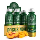 BrainJuice Brain Support Shot, Gluten Free Supliment Shots for Energy & Focus, Băuturi sănătoase cu Alpha GPC, Vitamina B & Organic Green Ceai extract Cafeina, Peach Mango, 2,5 floz, 12 Pack