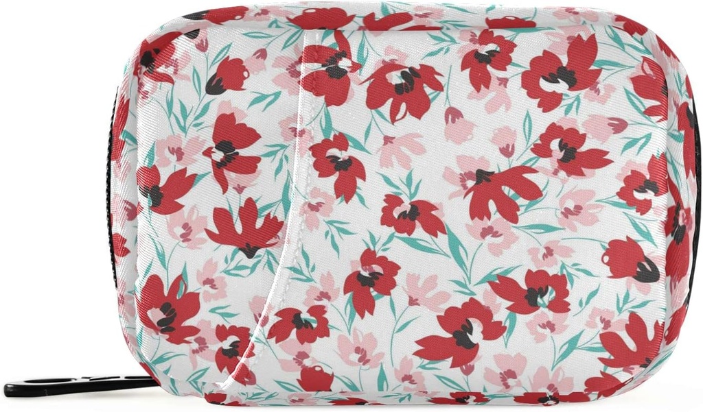 Roșu roz flori florale cutie pilula 7 zile Pilula caz sac de călătorie Pilula Organizator sac cu fermoar portabil caz Weekly compact Dimensiune pentru deţinătorul supliment de vitamine