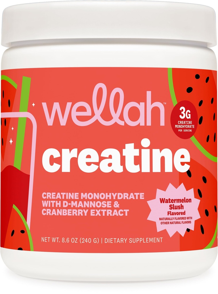 Creatura Wellah pentru femei (50 Servings, Pepene verde Slush) - Creatină Monohidrat cu extract de Dandelion & Cranberry
