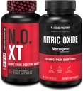 Fabrica Jacked N.O. XT Oxid de azot Supliment (90 capsule) & Nitrosigină L-Arginină Oxid de azot (90 capsule) pentru creștere musculară, pompe, vascularitate și energie