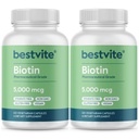 BESTVITE Biotin 5000mcg (240 Capsule vegetariene) (120 x 2) - Fără Stearet - Fără agenți de flux - Vegan - Non OMG - Gluten Free - Păr, Piele, Nails