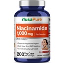 NusaPure Niacinamidă 1000mg 200 Capsule vegetale (non-GMO, Vegan)