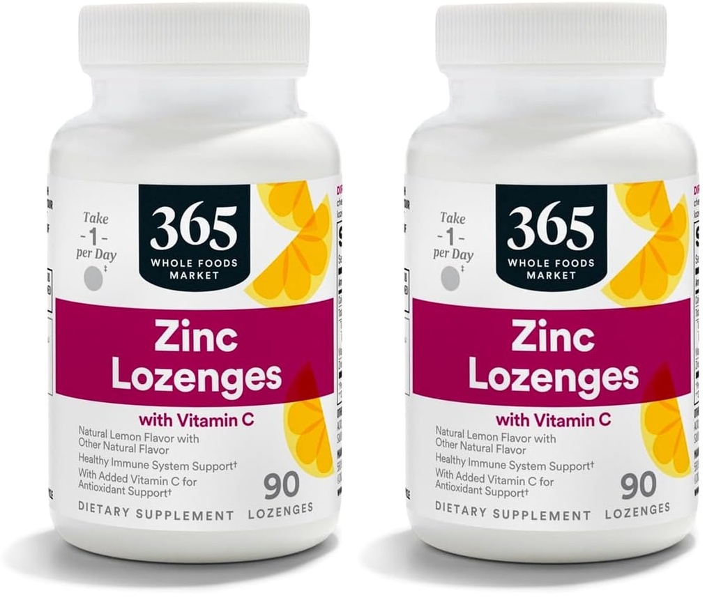 365 de Whole Foods Market, LOunceenges Zinc Vitamina C, 90 Count (Pachet de 2)