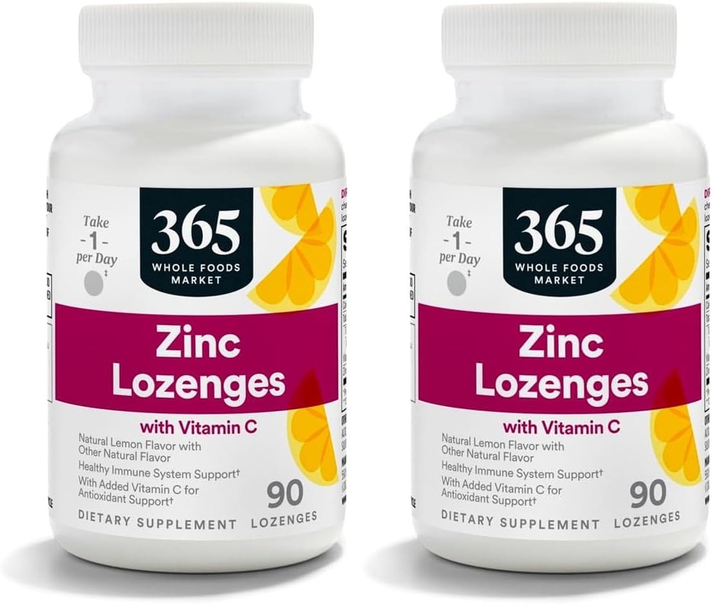 365 de Whole Foods Market, LOunceenges Zinc Vitamina C, 90 Count (Pachet de 2)