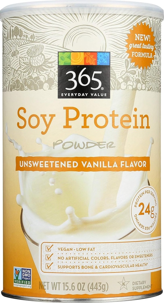 365 Valoarea de zi cu zi, Pulbere de proteine de soia, Aromă de vanilie neîndulcită, 15.63 oz