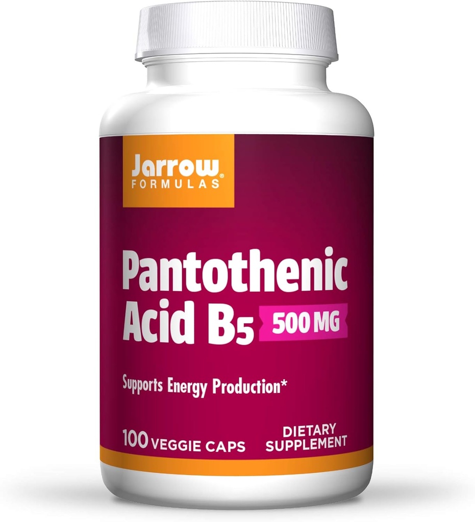 Jarrow Formulas Acid pantotenic B5 500 mg - 100 Veggie Caps - Essential B Vitamina - Productia de energie si suport metabolic - 100 Servings, Pachet de 3