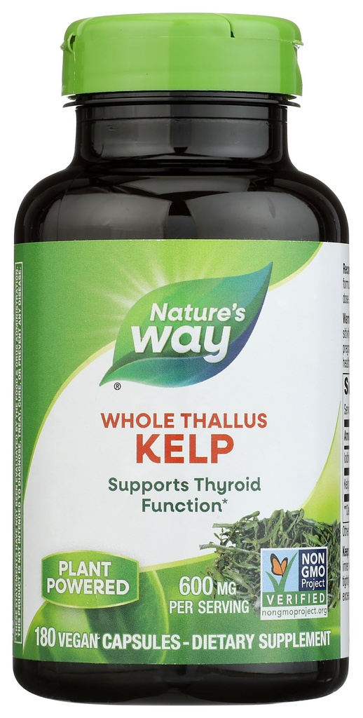 Natura's Way Kelp, sprijină funcția tiroidiană*, 600 mg per Serving, non-GMO proiect verificat, 180 capsule (Packing May Vary)