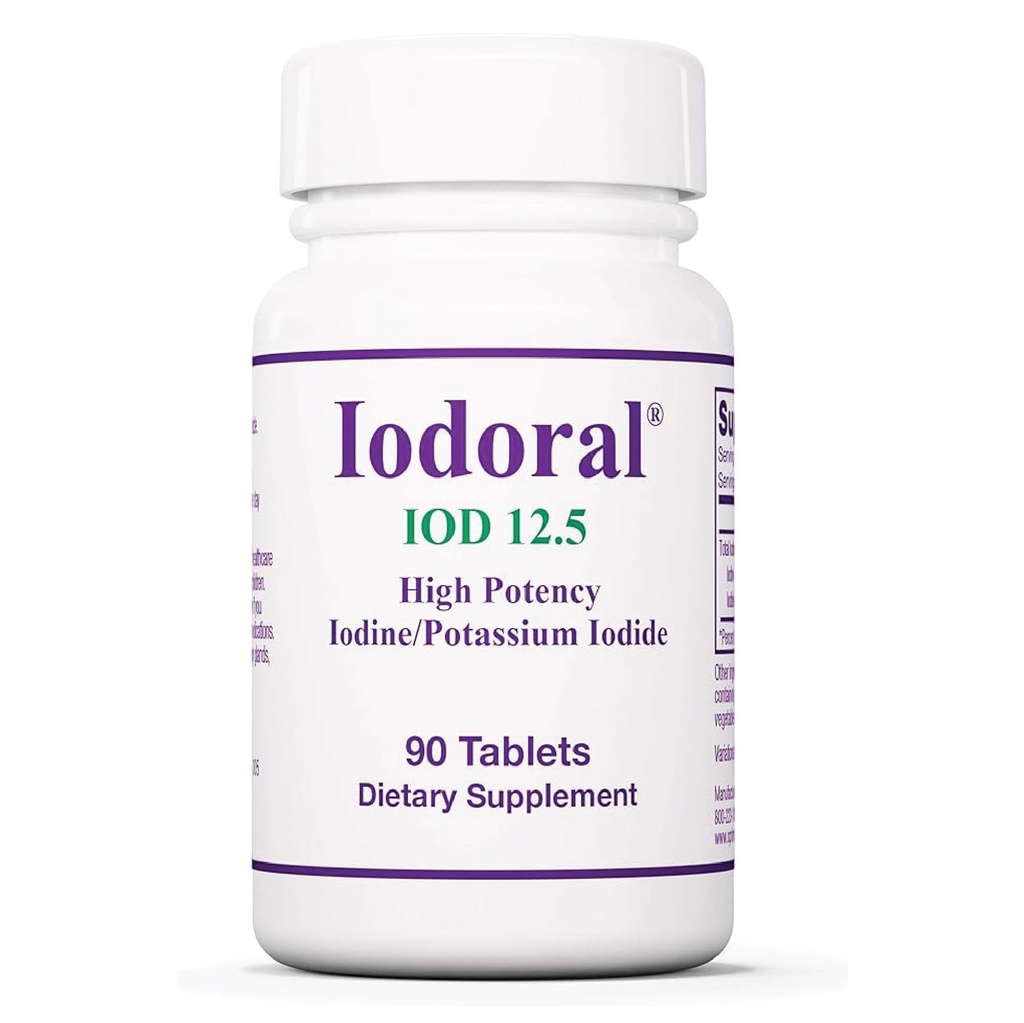 Optimox Iodoral 12,5 mg Supliment - Suplimentul la iod, Suport tiroidian pentru femei şi bărbaţi, Soluţie Lugol Pastile, Tablete cu iod de potasiu, Complex mineral zilnic - 90 Conte