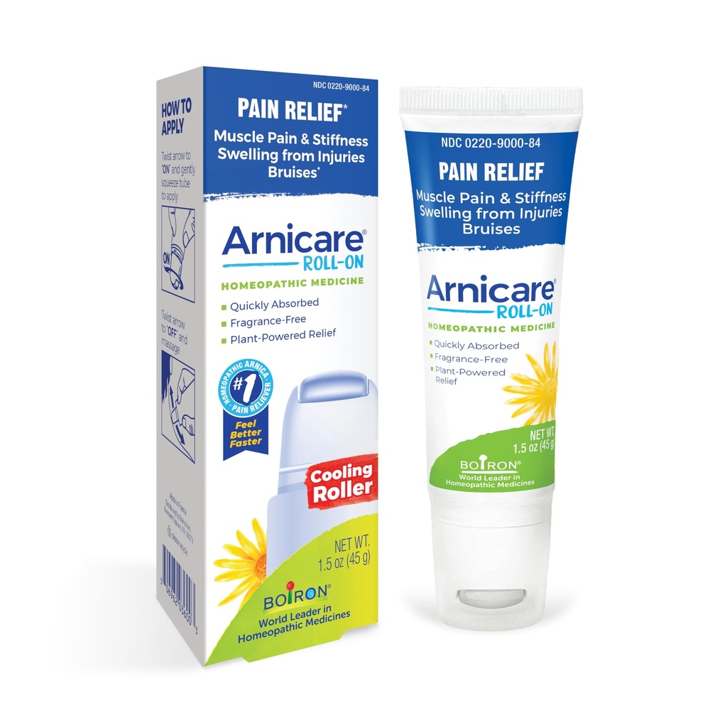 Boiron Arnicare Roll-On pentru ameliorarea durerii articulare, dureri musculare, dureri musculare, și umflarea de la vânătăi sau leziuni - Răcire Roller metal și Fragrance-Free - 1.5 oz