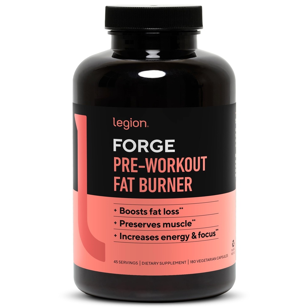 Legion Forge Fat Burner - termogenic Fat Burner, țintă stomac Fat și Trim Belly Fat cu Yohimbe, HMB Supliment, Choline. Toate naturale, 45 serviri...., 180 Conte (pachet de 1)