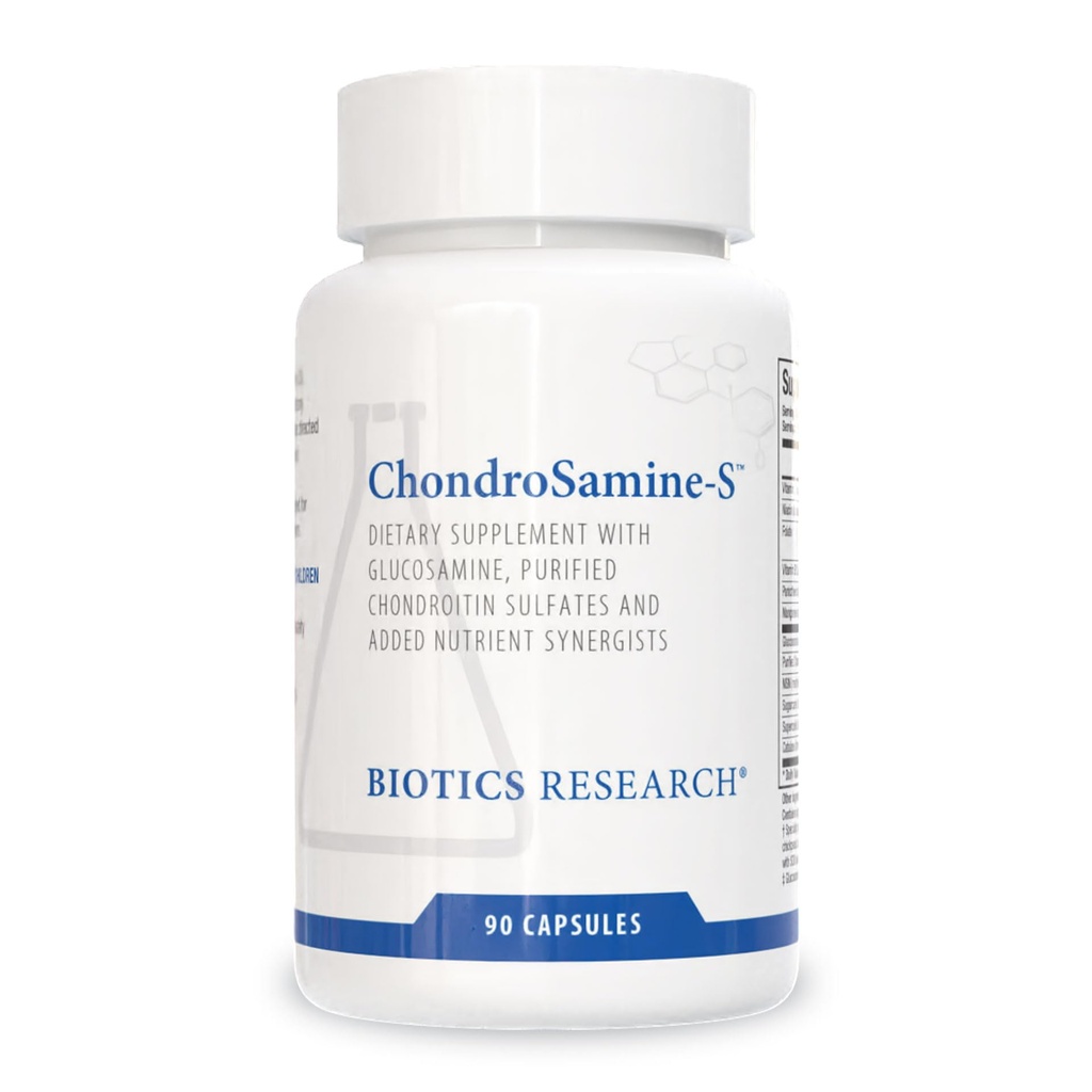 Biotics Research ChondroSamine S Suport mixt si tesut conjunctiv, 600 Glucosamină elementară, MSM, Vitamina C, Mangan, Niacină, Acid pantonic, Folat, B12, SOD, Catalase 90 Capace