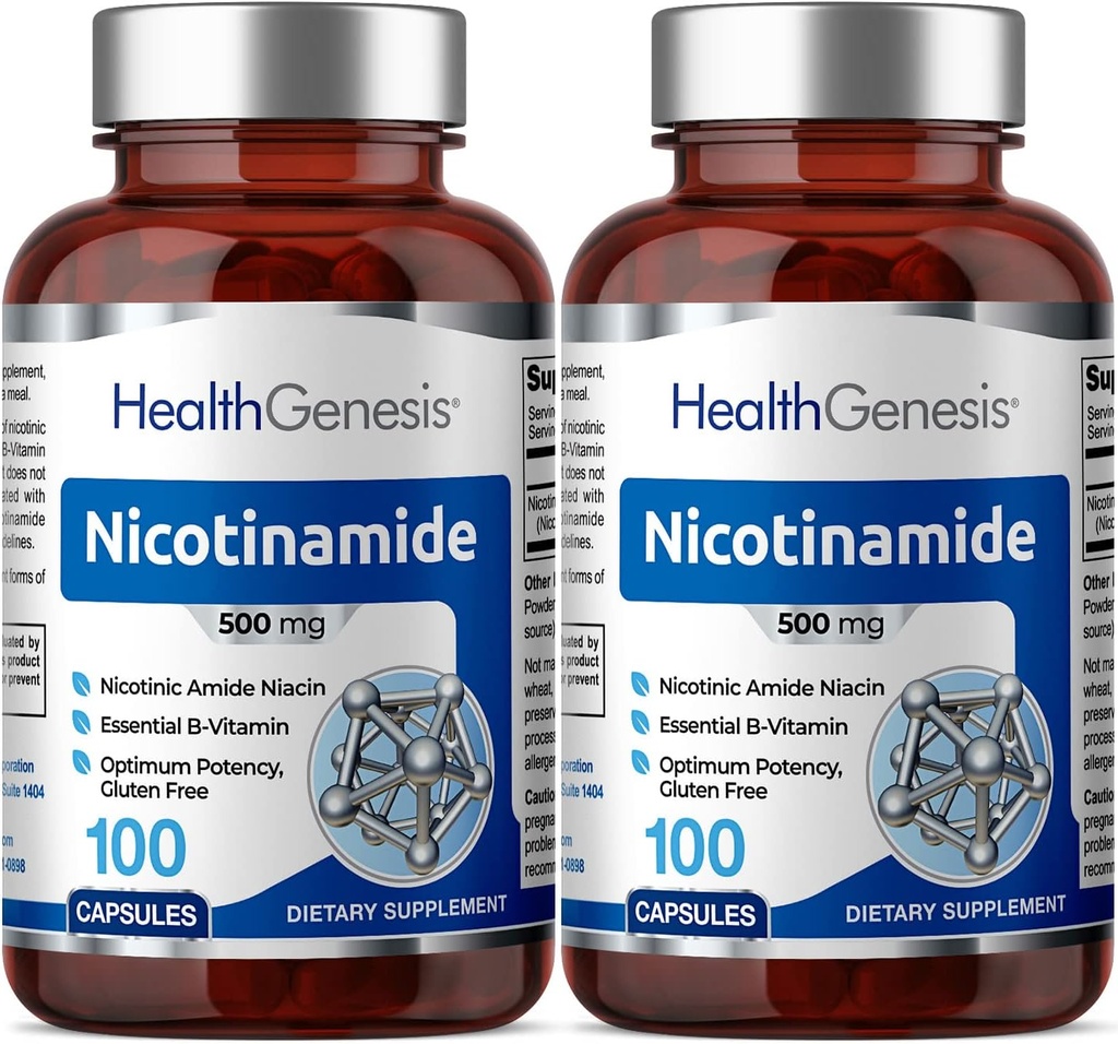 B-3 Nicotinamida 500 mg 100 Capace 2 Ambalaj - Nicotinică Niacin Natural Flush-Free Vitamina Formula - Susţine sănătatea celulelor pielii