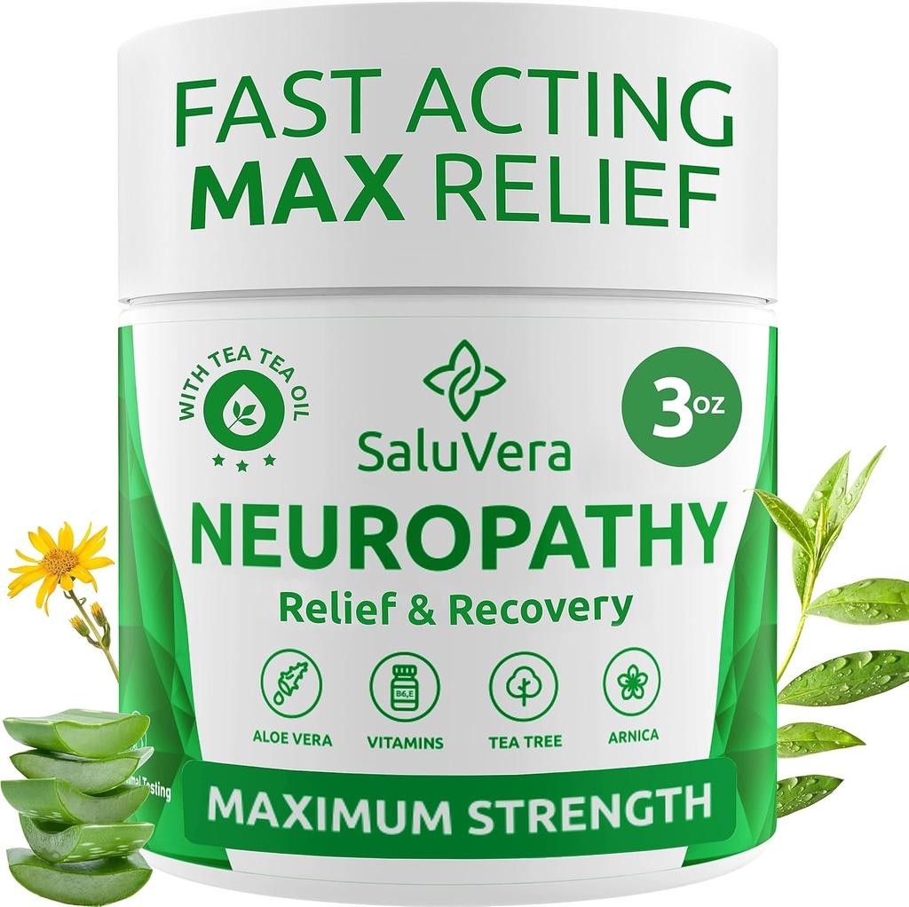Neuropatie Durere Relief Cream - Putere maximă durere nervoasă Reliever pentru picioare, degetele de la picioare, mâini, picioare cu Aloe Vera, Arnica, MSM vitamina B6 și mentol pentru ajutor rapid 3oz