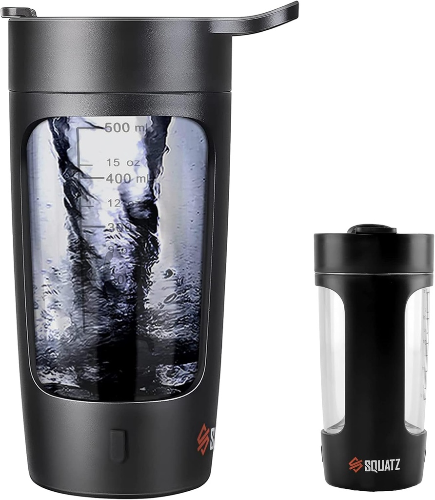 SCURTZ 22 Oz Electric Shaker Sticla - Reincarcabile Automat de proteine Shake Blender Flask, Leak-proof & Easy to Clean, Smooth Drink in 15 Seconds, Ideal pentru Gym Shakes, cafea, Milkshake (Negru)