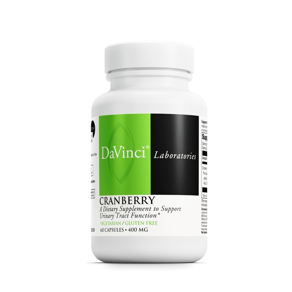 DAVINCI Labs Cranberry - Suport pentru sănătate în tractul urinar* - Extract de afine cu acid quinic, citric și Malic - Vegetarian, Gluten-Free - 60 capsule