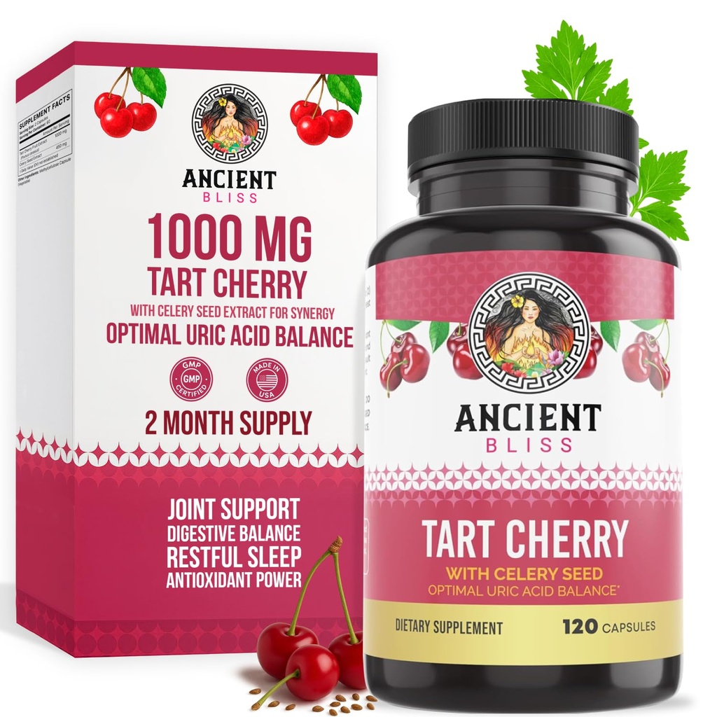 Bliss capsule vechi de cireşe, inflamaţie şi sprijin comun Supliment pentru bărbaţi şi femei, Tart Cherry Supliment pentru a sprijini digestia, somn şi vitalitate (120 capsule)
