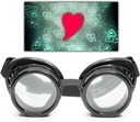 GloFX Black Heart Effect Difraction Goggles - A se vedea Hearts - 3D Holographic Visuals Edm Rave Outfit Steampunk Costume Cosplay Music Festival Essential