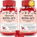 Cidru de mere Otet Gumries, Puterea maxima 2000mg ACV Gummy cu Probiotice, B12 si Keto Suport, Pentru Digestie, Metabolism, Detox, Gut & Immune Health, Gelatină-Free, Non-GMO, 120 keto acv gummies