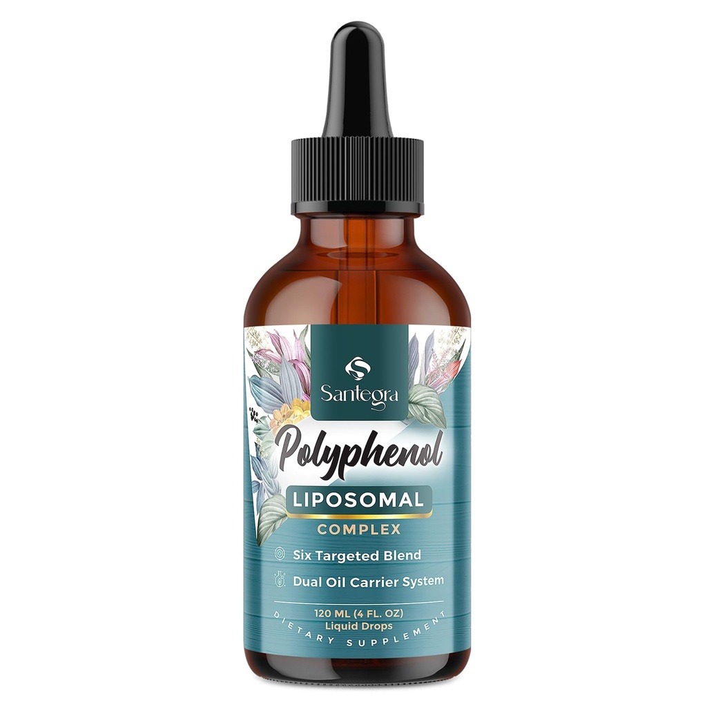 Polifenoli Supliment Liposomal, peste 27 Complex Polifenol & Antioxidant puternic, cu MCT & Ulei de masline, extract de Querbetin, extract de Hawthorn Berry, pentru Age Defense, Energie, Imun, 120 ML