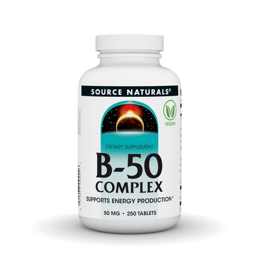 Sursa Naturals B-50 Complex 50 mg B-Vitamina pentru suport de producție de energie - 250 comprimate