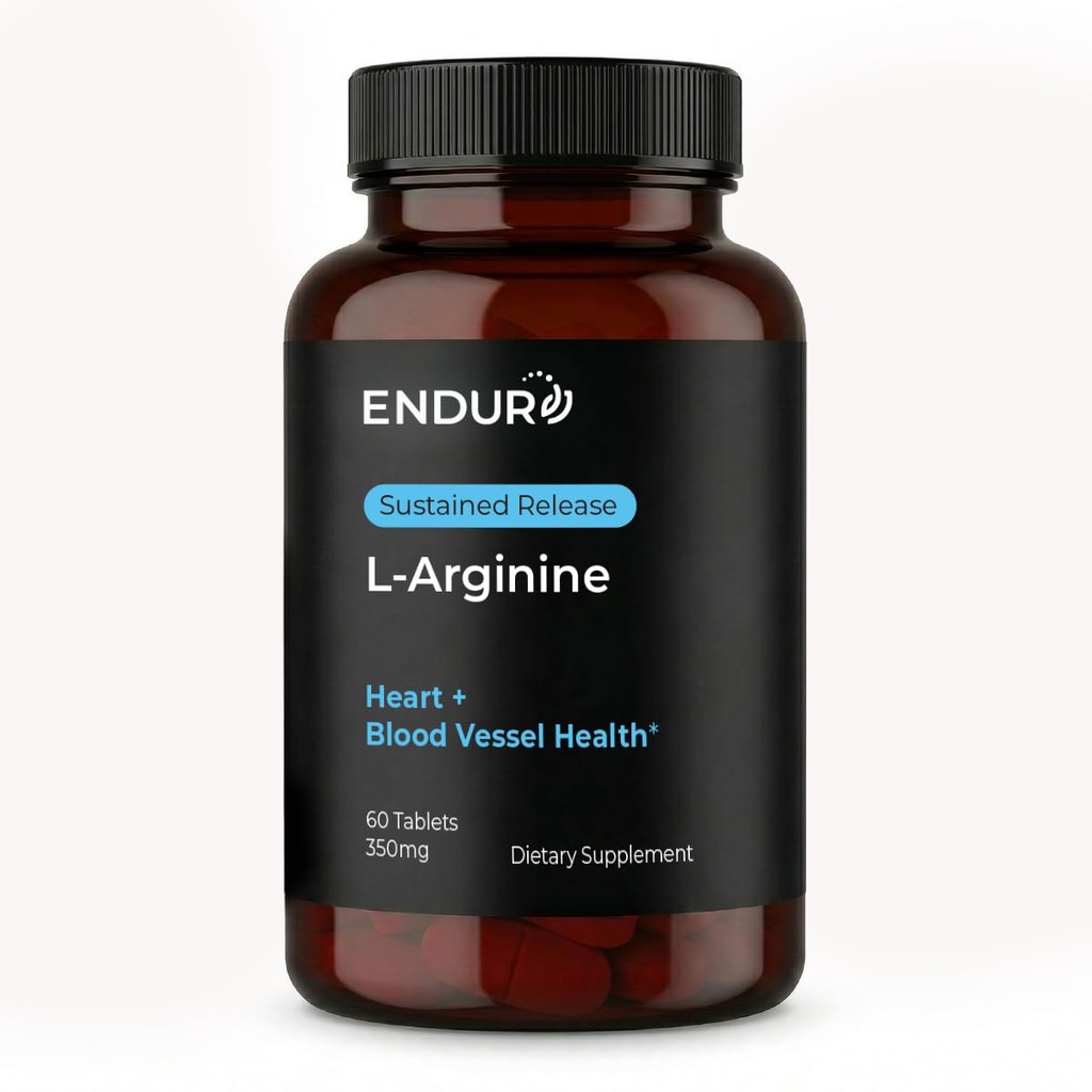 Endur L-Arginină Supliment, Ajuta la sustinerea sanatatii de flux de sange si functia inimii, exercitii de performanta si sanatate imuna, Gluten gratuit, 350 mg (60 comprimate)
