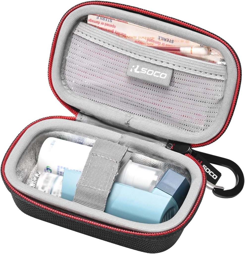 RSOSC care transportă cazuri pentru adulți și copii Astm inhalator - negru (numai cauza)