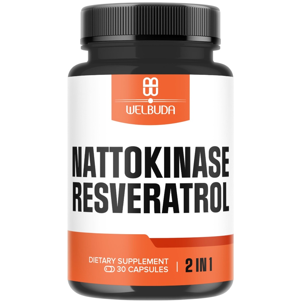 Nattokinaza Supliment 3300 mg cu Trans-Resveratrol - Suporturi pentru sistemul de imunitate, Heart & Body Balance sănătos - 30 Servings