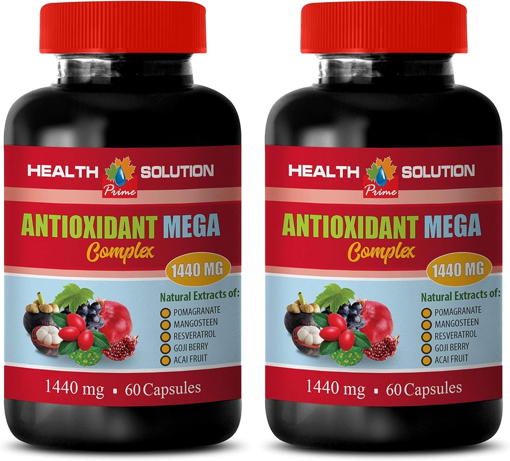 supliment complex antioxidant - ANTIOXIDANT MEGA COMPLEX 1440 MG - extract de mangosteen, suplimente nutritionale antioxidante, rodie cu afine, detoxifiere si curatare 2 Flacoane 120 capsule