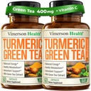 Curcumina turmerica Supliment cu extract de ceai verde (ECGC) & Vitamina C pentru sanatate comuna, energie si echilibru inflamatie - Curcumina tumerica organica cu piper negru - Gluten-free, non-GMO. 2-Pack
