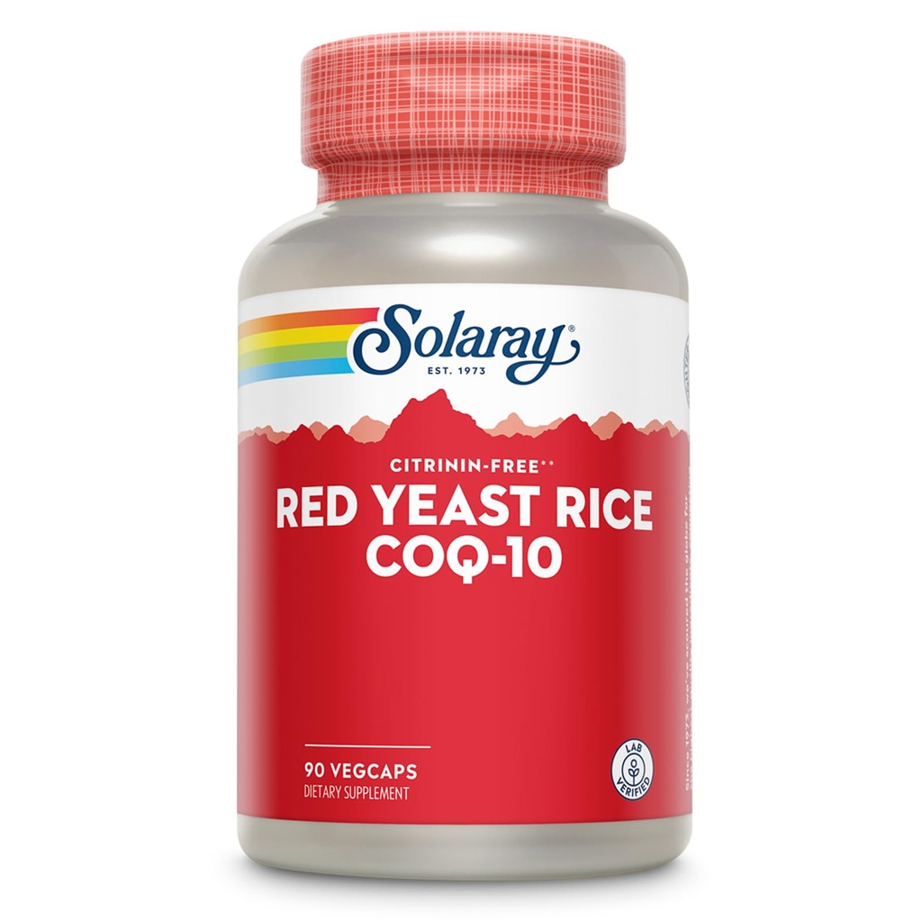 SOLARAY Red Yeast Rice Plus CoQ-10 & No-Flush Niacin Vitamina B-3, Healthy Heart & Cardical Support, Non-Iradiate & Citrinin Free, 60 Day Money Back Guarantee, 90 Servings, 90 VegCaps