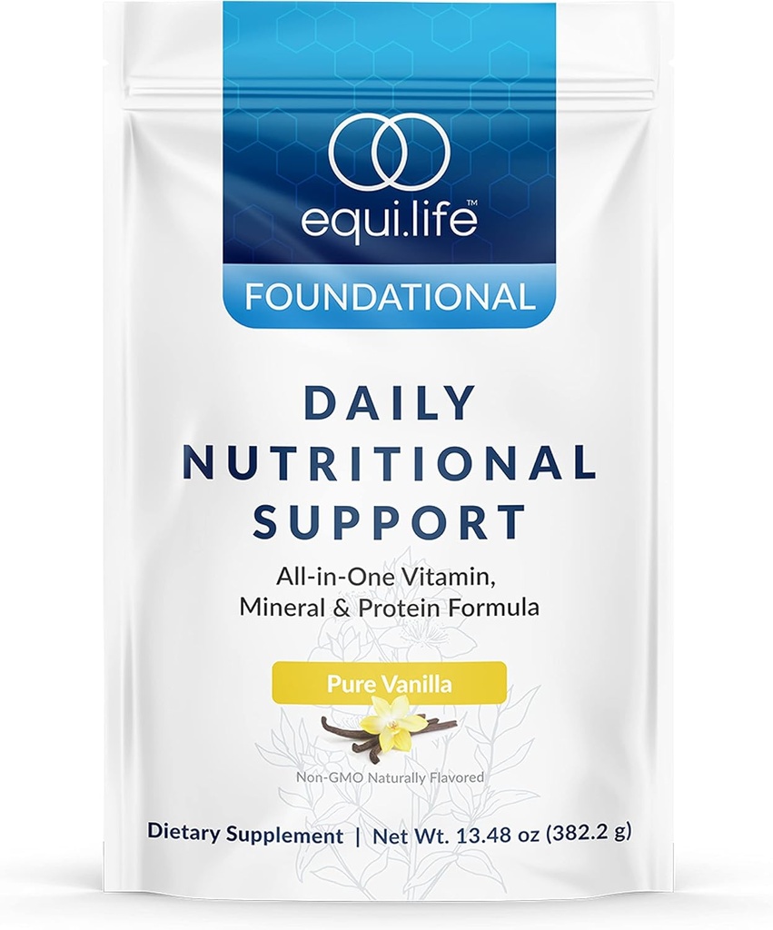 Equilife Daily Nutritional Support, All-in-One Multivitamine Masă de schimb, Aroma de Vanilla Pura, 15G Proteina Planta, Sprijină Wellness Global Inclusiv energie, Digestion, & Piele, 14 Serviri