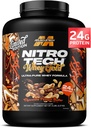 MuscleTech Whey Proteine pulbere (unt de arahide de ciocolată, 5LB) - Nitro-Tech Proteina Whey Izolat Smoothie Mix pentru Lean Muscle & Recuperare rapidă - 24g de proteine de aur Whey pentru femei și bărbați - Gluten-Free
