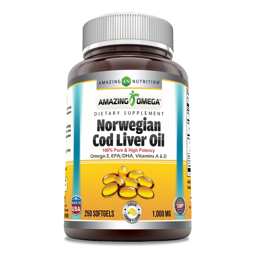 Amazing Omega Norvegian Cod Ulei de ficat 1000 Mg 250 Softgels 
